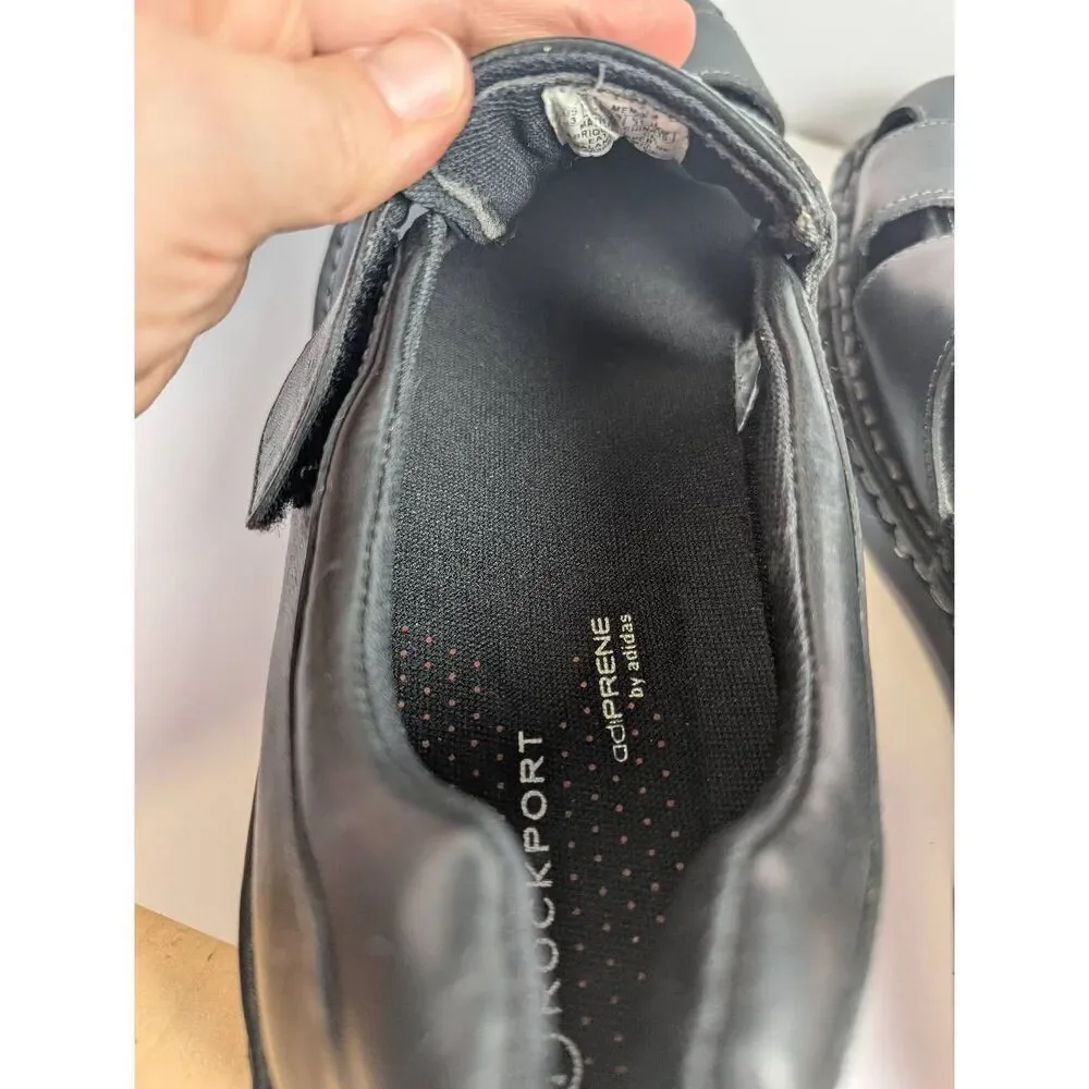 Rockport Black leather fisherman slingback closed toe dress sandals Men's 13